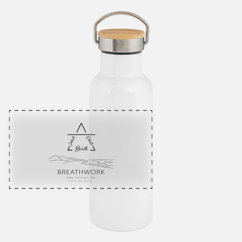 Inhale-Exhale-Breathing Panorama Thermosflasche mit Bambusdeckel