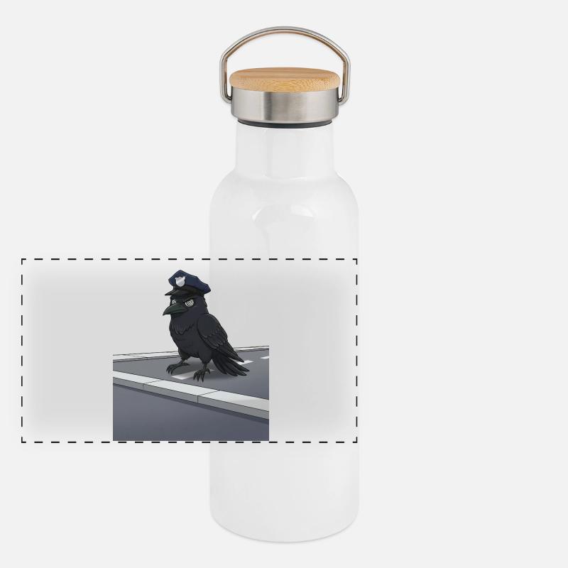 Raven en policier dans la rue Gourde isotherme avec bouchon en bambou