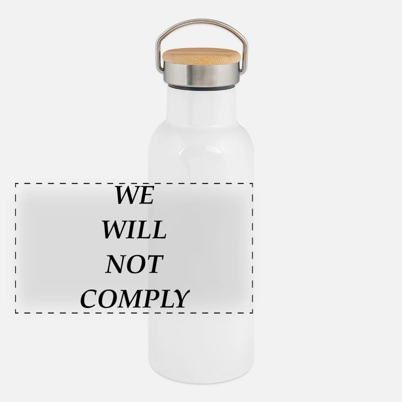 we_will_not_comply_blk Panoramic Thermal Bottle with Bamboo Lid