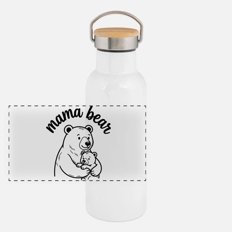 Mama bear - Panoramic Thermal Bottle with Bamboo Lid - white