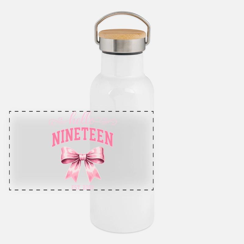Hello Nineteen 19 Year Old Is 2007 Birthday Knot Panoramic Thermal Bottle with Bamboo Lid