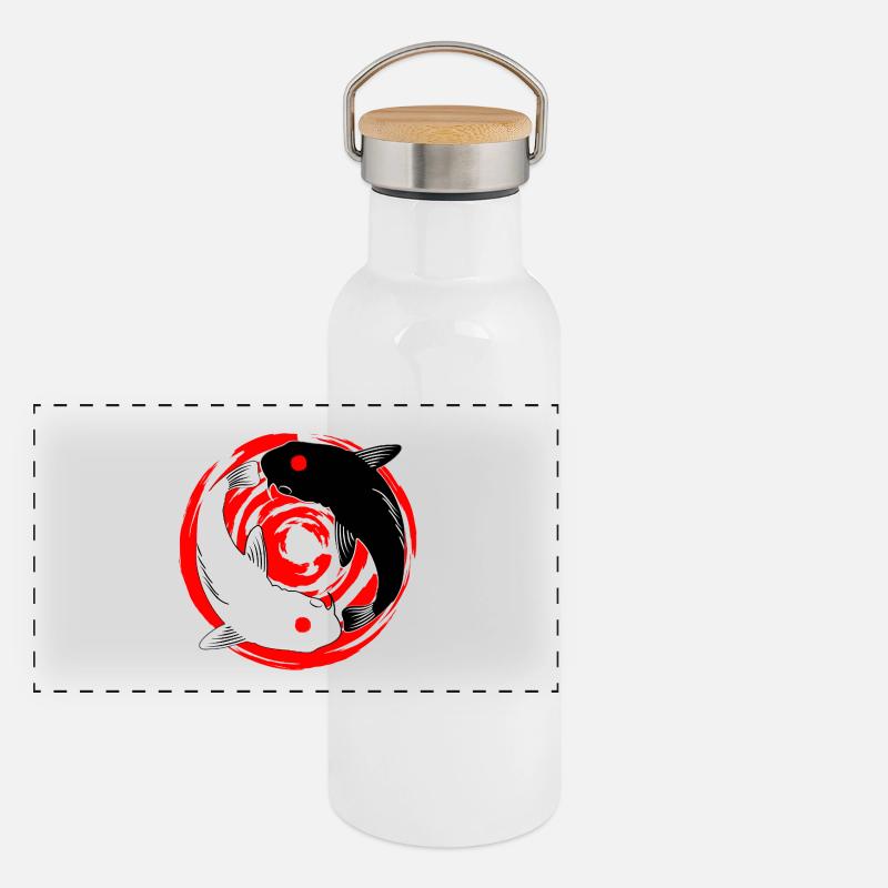 Koi YinYang Panorama Thermosflasche mit Bambusdeckel