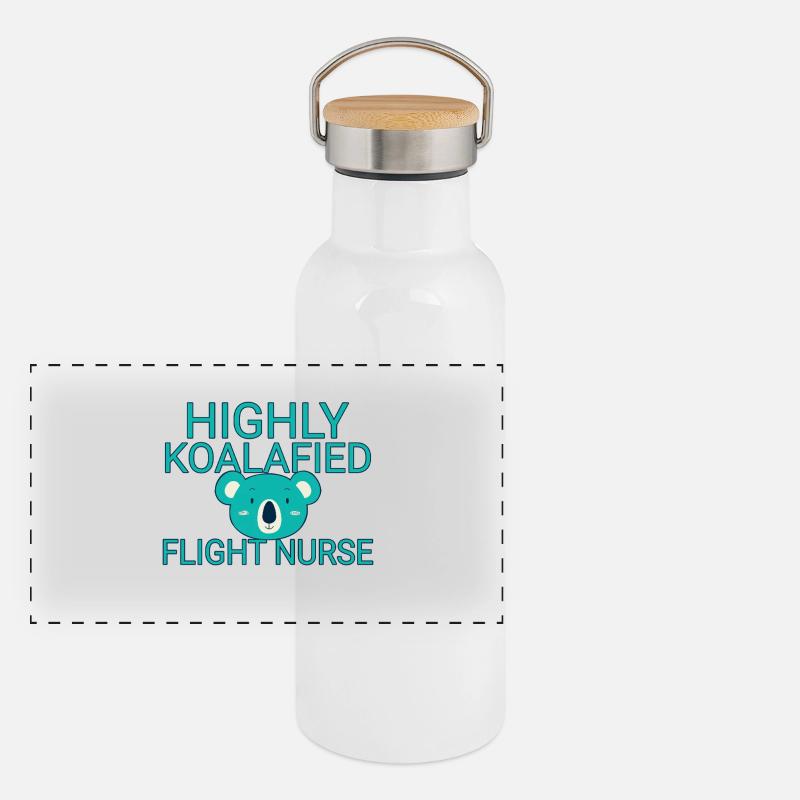 Flight Nurse Koalafied Luftrettung Panorama Thermosflasche mit Bambusdeckel