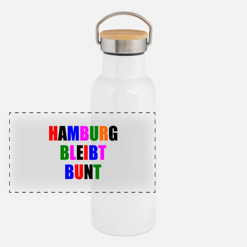 hamburg bleibt bunt Panorama Thermosflasche mit Bambusdeckel