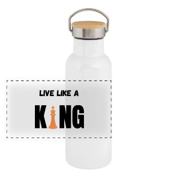 Orange King auf schwarzem Hintergrund - Panorama Thermosflasche mit Bambusdeckel - Weiß - Vorne
