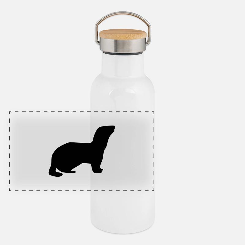 Frettchen Panorama Thermosflasche mit Bambusdeckel