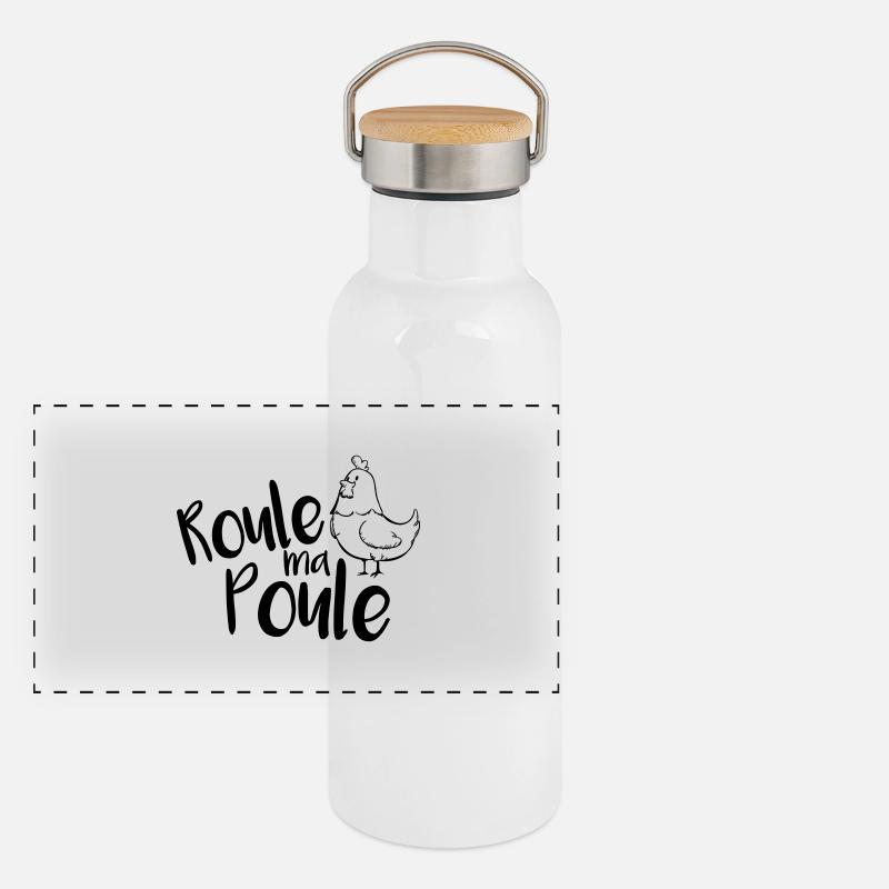 Roule ma Poule ! Gourde isotherme avec bouchon en bambou