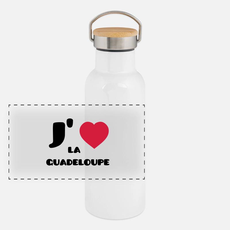 J'aime la Guadeloupe (V) Panoramic Thermal Bottle with Bamboo Lid