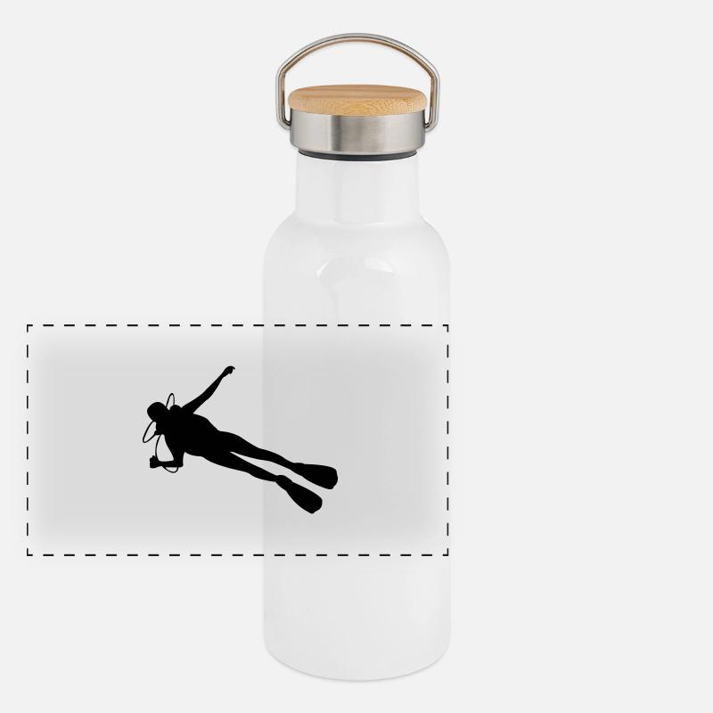 scuba diver Panorama Thermosflasche mit Bambusdeckel