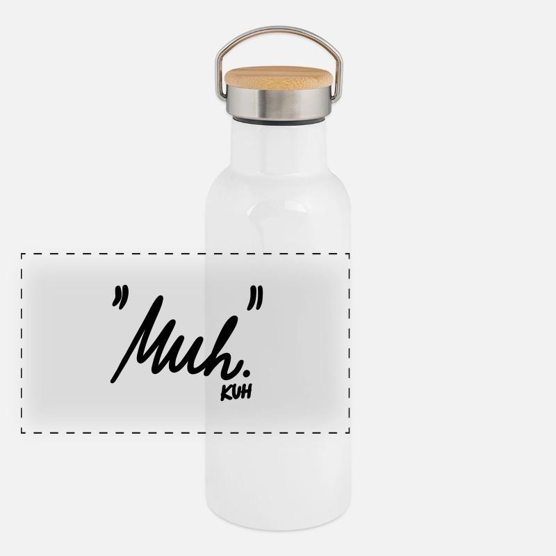 "Muh" Panorama Thermosflasche mit Bambusdeckel