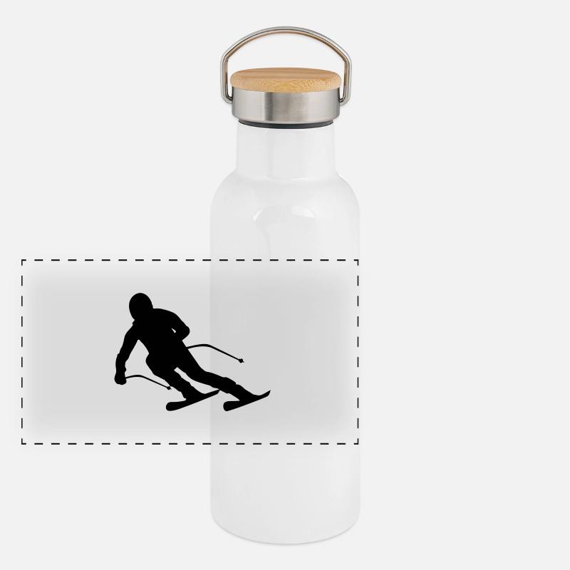 Skiing tribal Gourde isotherme avec bouchon en bambou