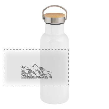 grossglockner - Panorama Thermosflasche mit Bambusdeckel - Weiß - Vorne