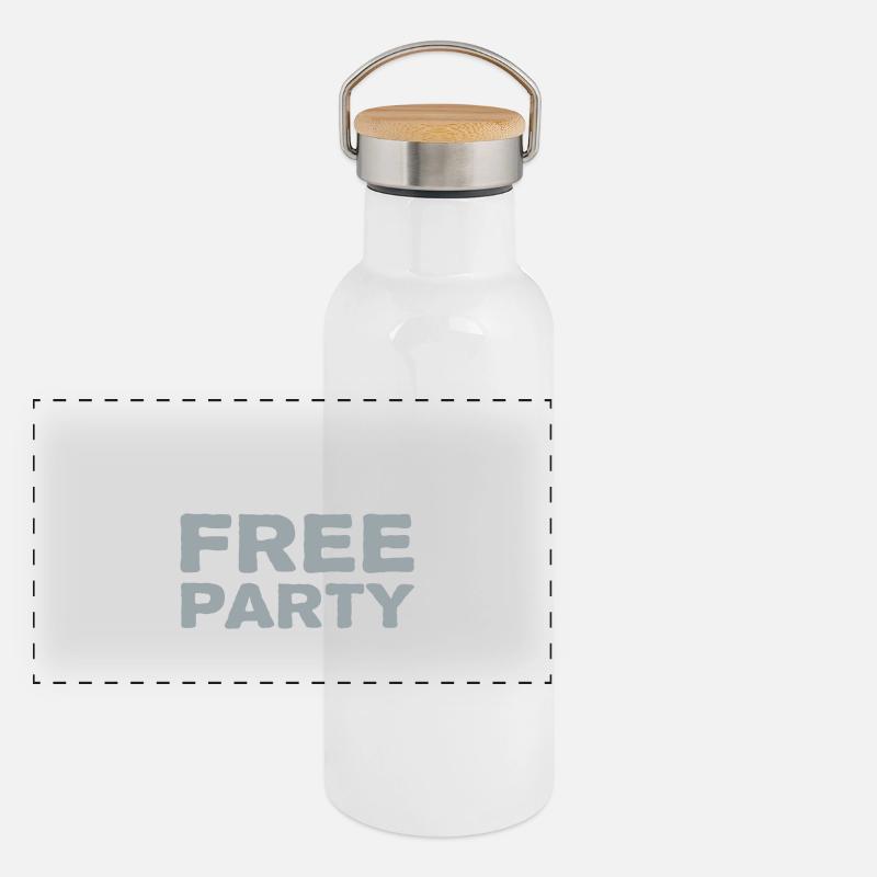 Je suis FREE PARTY Gourde isotherme avec bouchon en bambou