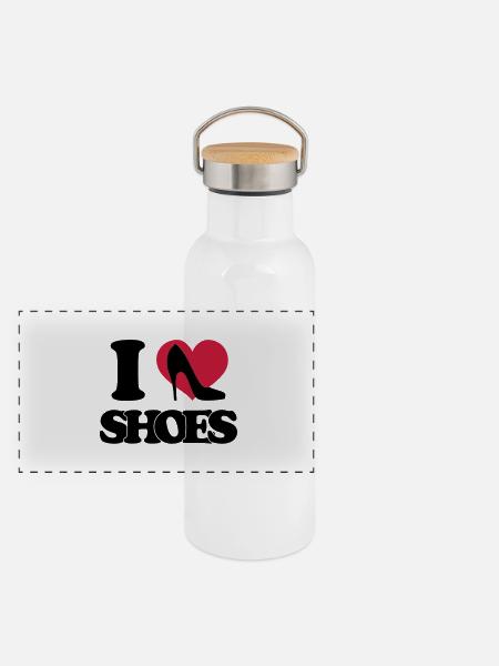 I love shoes - Gourde isotherme avec bouchon en bambou - blanc - Devant