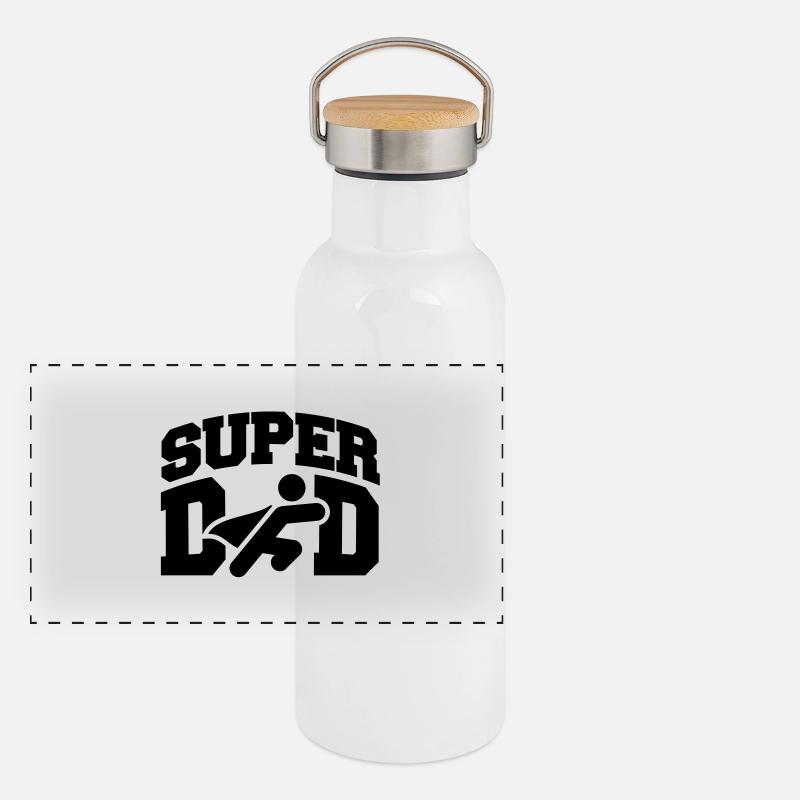 super_dad_r1 Gourde isotherme avec bouchon en bambou