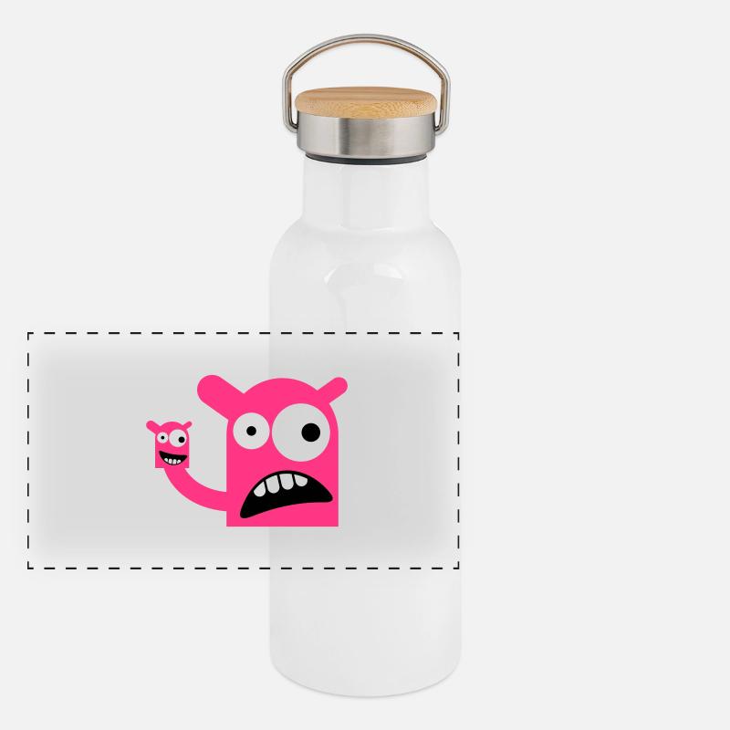 A monster with a Monster Doll Panoramic Thermal Bottle with Bamboo Lid