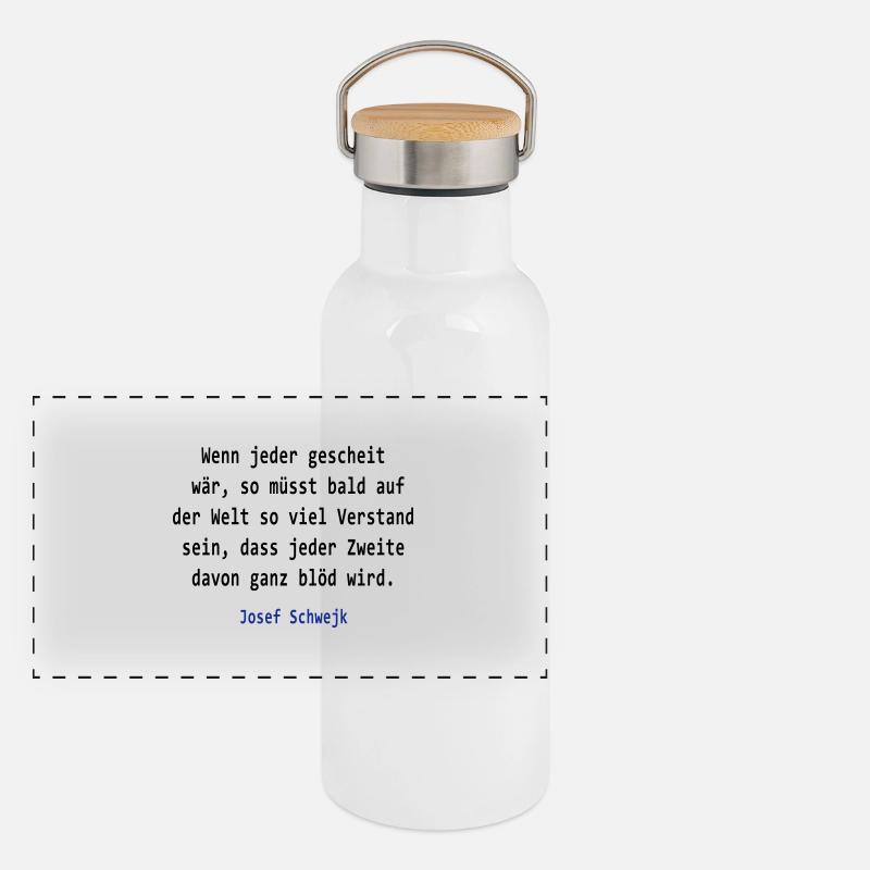 Josef Svejk - If everyone would clever Panoramic Thermal Bottle with Bamboo Lid