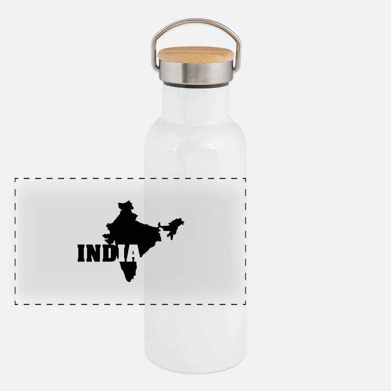 India (ID: 002004) Panorama Thermosflasche mit Bambusdeckel