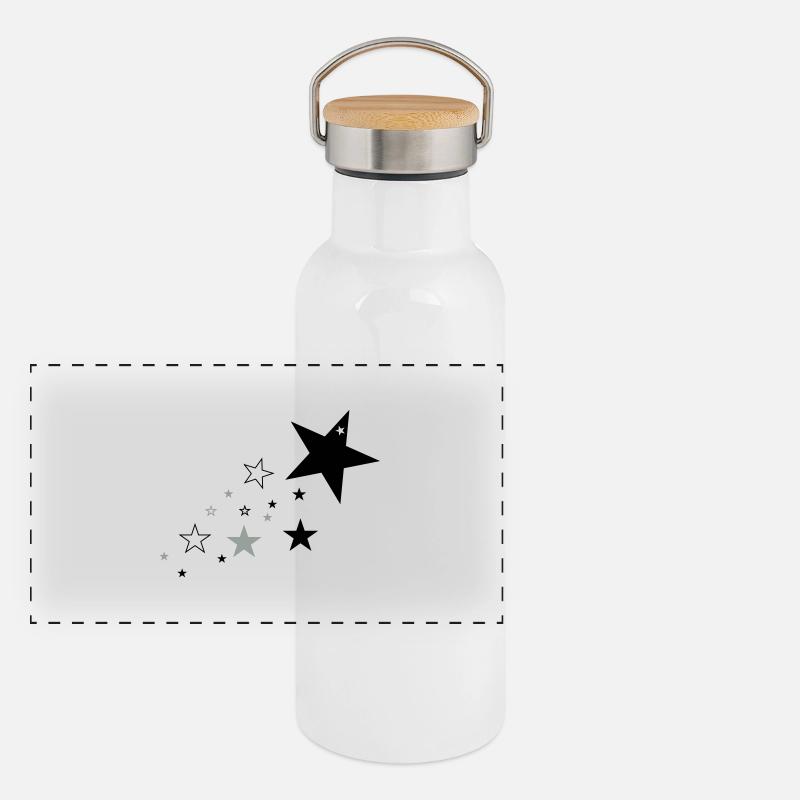 Sterne 1 - Panorama Thermosflasche mit Bambusdeckel - Weiß