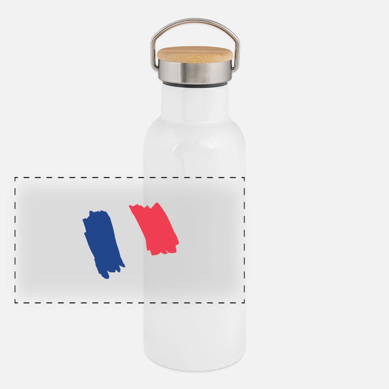 Drapeau de France dessin 2 Gourde isotherme avec bouchon en bambou