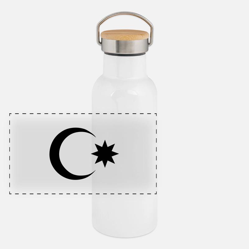 azerbaijan Aserbaidschan Mond und Stern Panorama Thermosflasche mit Bambusdeckel