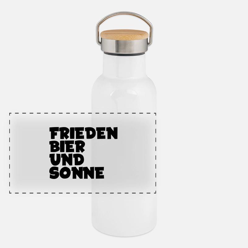 FRIEDEN BIER UND SONNE Panorama Thermosflasche mit Bambusdeckel