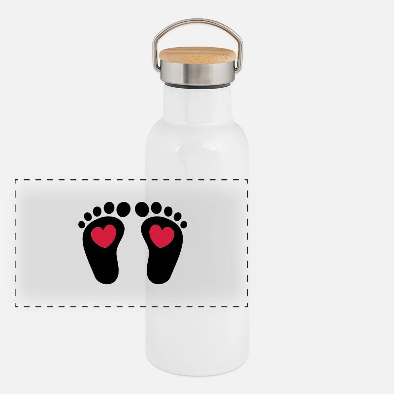 ❤ټCute Baby Footprints-Vector Footprintsټ❤ Panoramic Thermal Bottle with Bamboo Lid