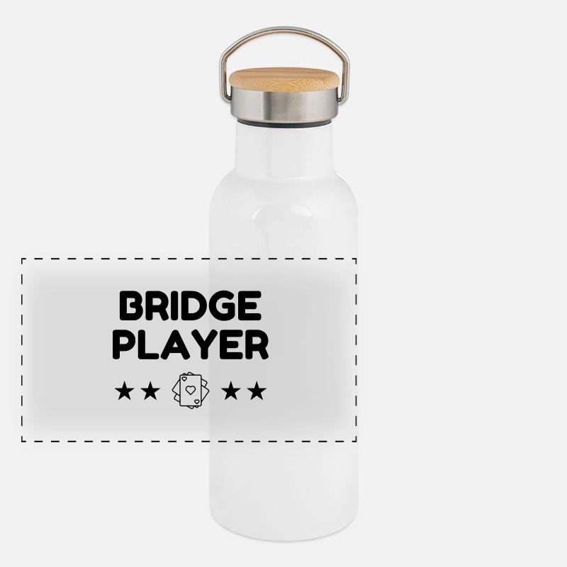 bridge / bridgeur / bridgeuse / cartes Gourde isotherme avec bouchon en bambou