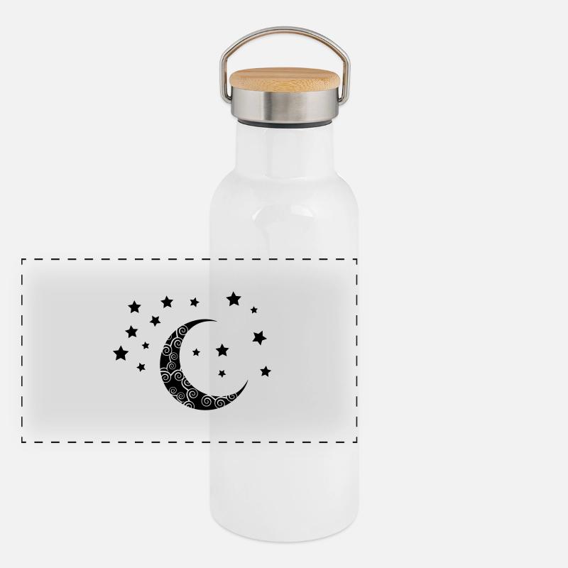 mond_sterne_002 Panorama Thermosflasche mit Bambusdeckel