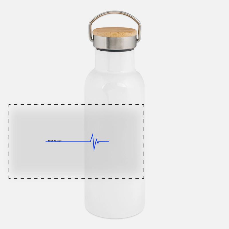 blue family schwarz Panorama Thermosflasche mit Bambusdeckel