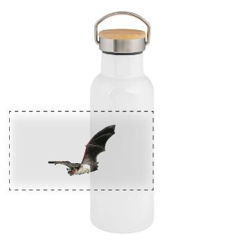 Two-color bat sticker - Panoramic Thermal Bottle with Bamboo Lid - white - Front