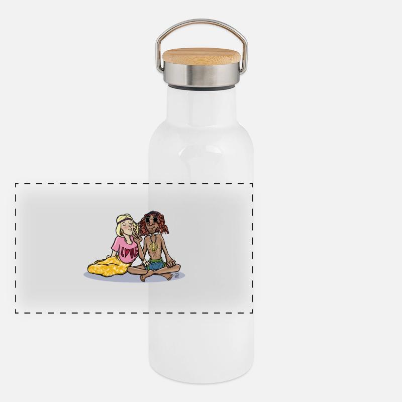 Love And Peace Panoramic Thermal Bottle with Bamboo Lid