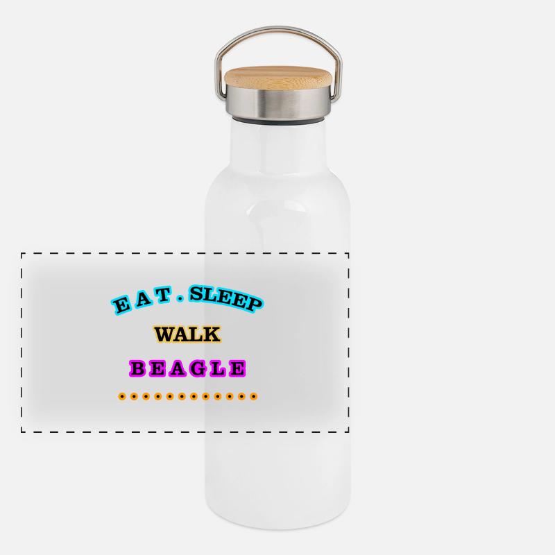 Eat, Sleep, Walk, Beagle Panoramic Thermal Bottle with Bamboo Lid