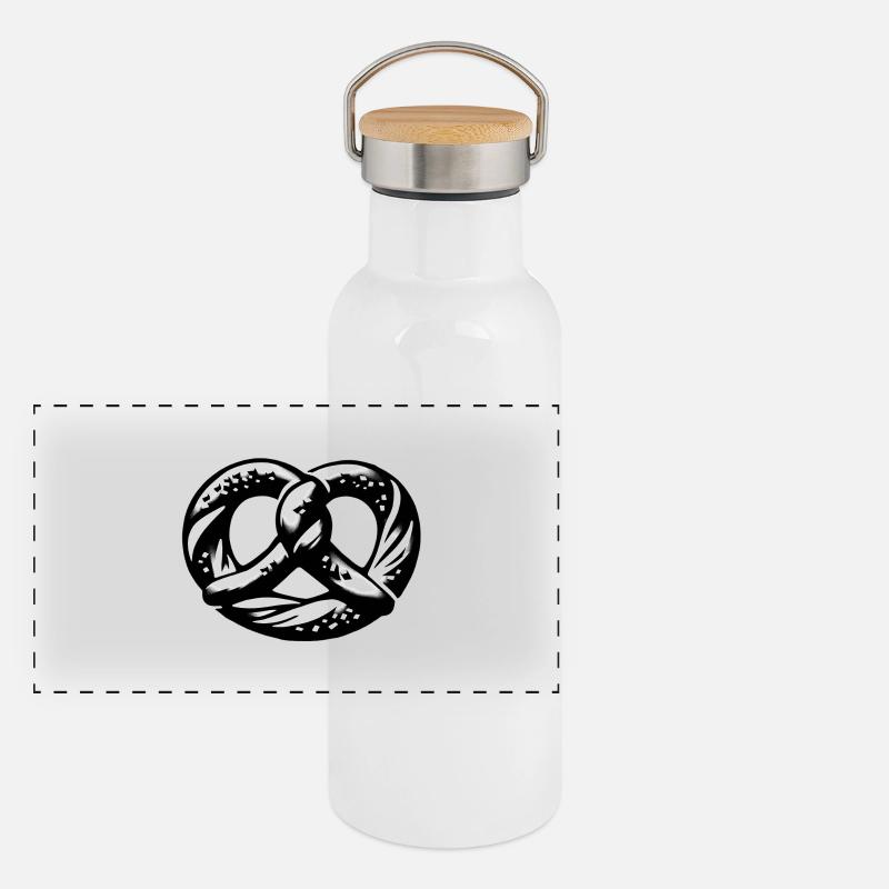 BREZEL Backwaren pretzel Panorama Thermosflasche mit Bambusdeckel
