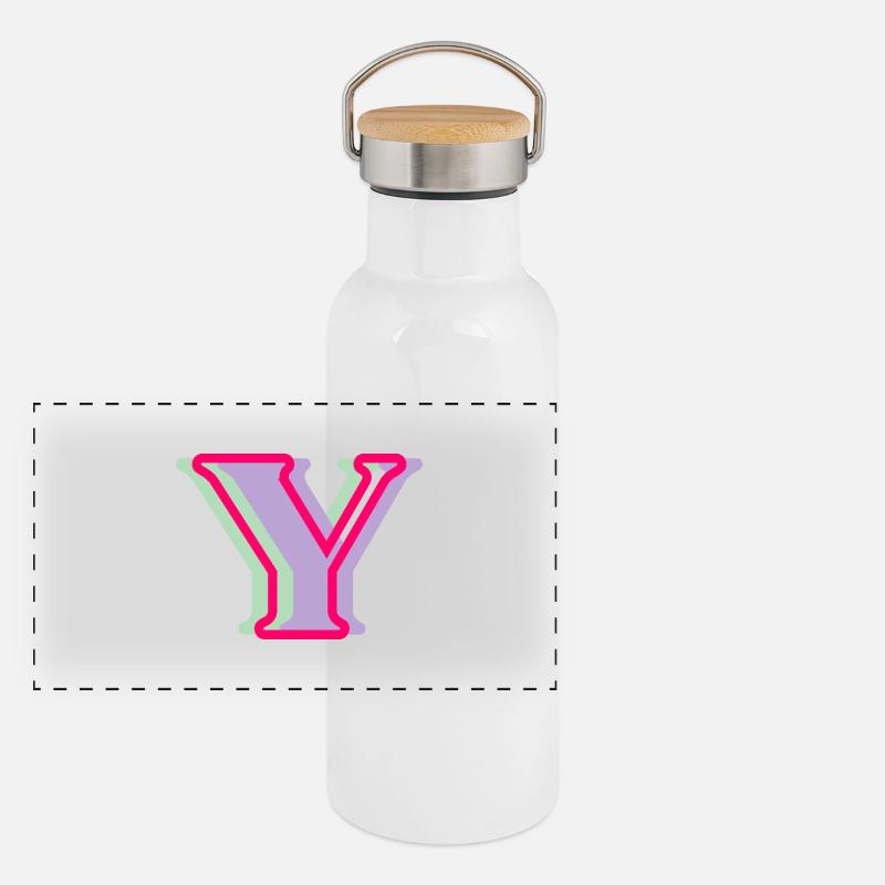 Lettre y multicolore Gourde isotherme avec bouchon en bambou