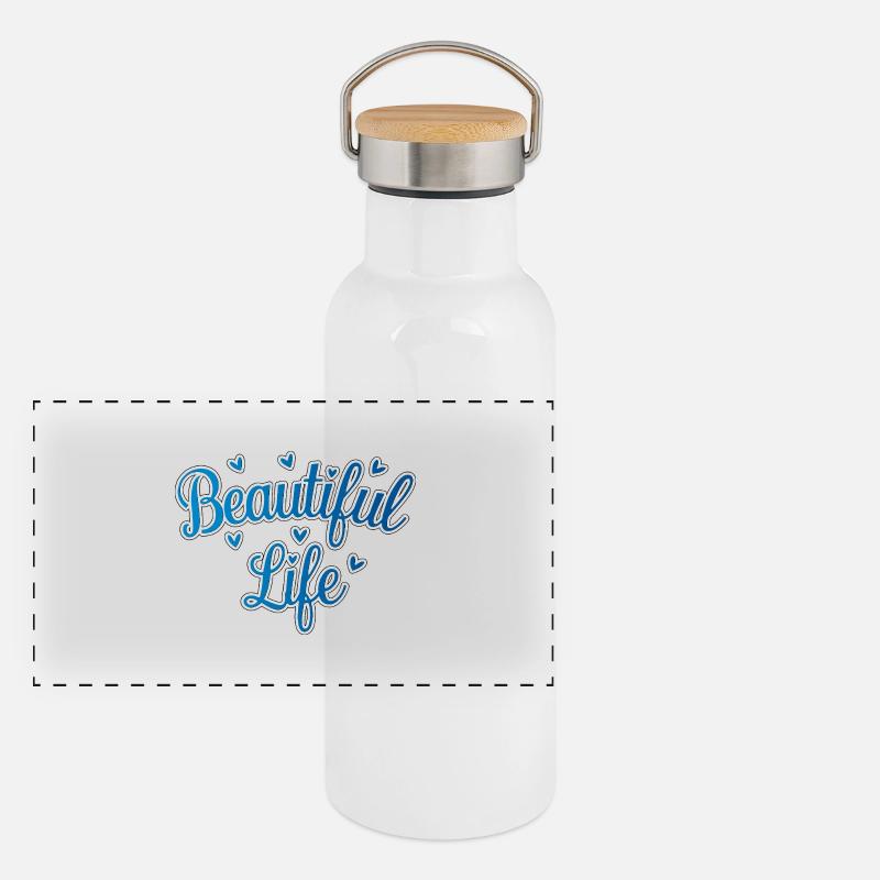 Beautiful Life in Blue Panoramic Thermal Bottle with Bamboo Lid