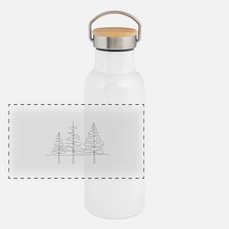 Minimalist Modern Abstract Pines Panoramic Thermal Bottle with Bamboo Lid