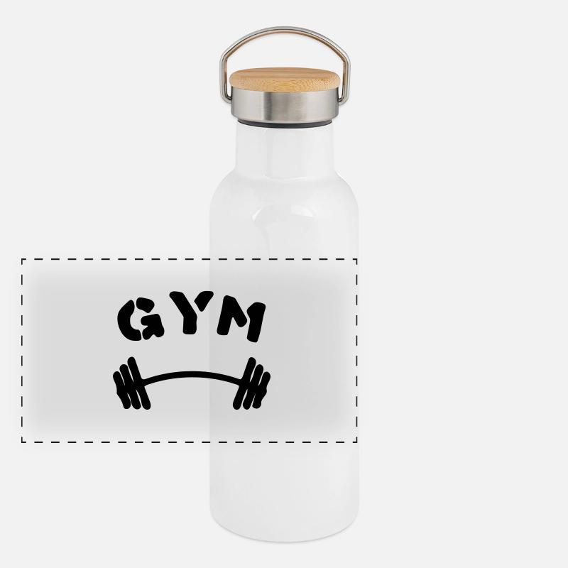 Fitnessstudio Panorama Thermosflasche mit Bambusdeckel