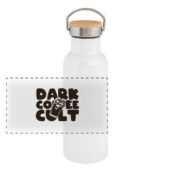 Dark coffee cult - Panoramic Thermal Bottle with Bamboo Lid - white - Front