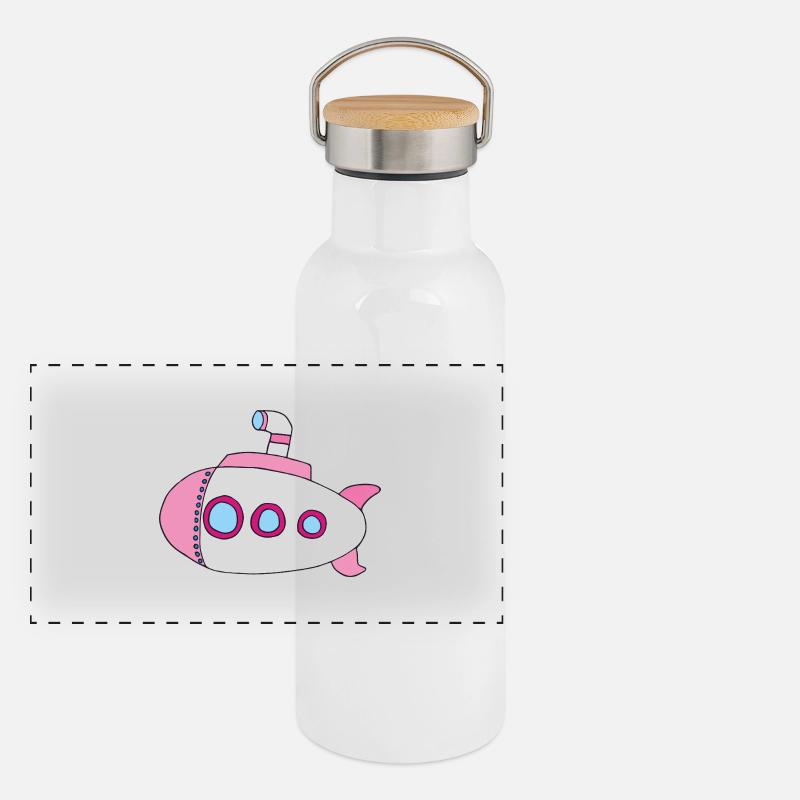 Rose sous-marin - Gourde isotherme avec bouchon en bambou - blanc