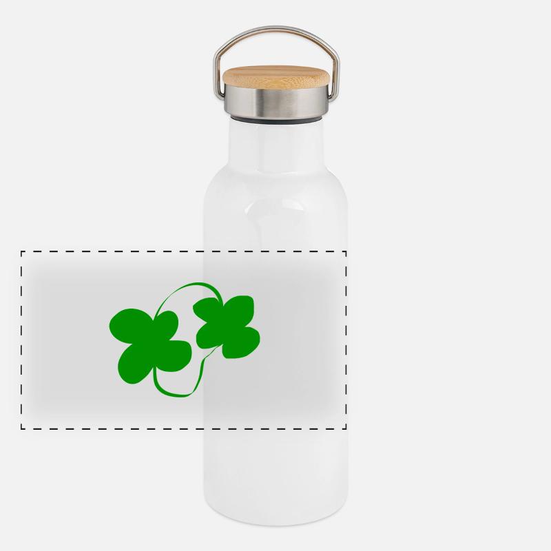Feuilles porte-bonheur Gourde isotherme avec bouchon en bambou