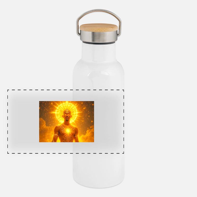 Olorun – Dieu du soleil yoruba, divinité céleste de la lumière Gourde isotherme avec bouchon en bambou