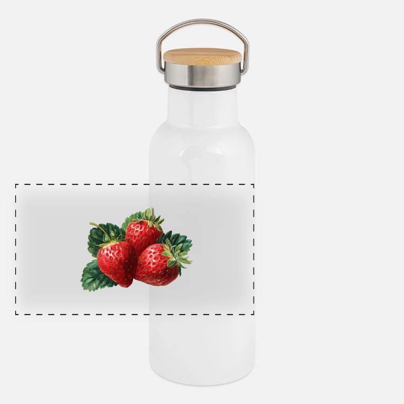 Erdbeere Panorama Thermosflasche mit Bambusdeckel