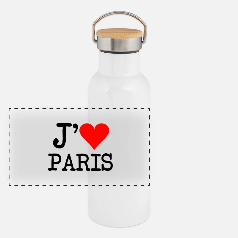 j'aime paris Gourde isotherme avec bouchon en bambou