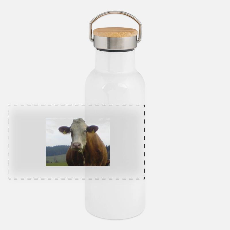 cow Panorama Thermosflasche mit Bambusdeckel