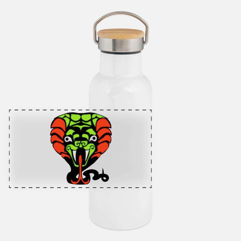 Snake illustration magic jungle ancient style Panoramic Thermal Bottle with Bamboo Lid