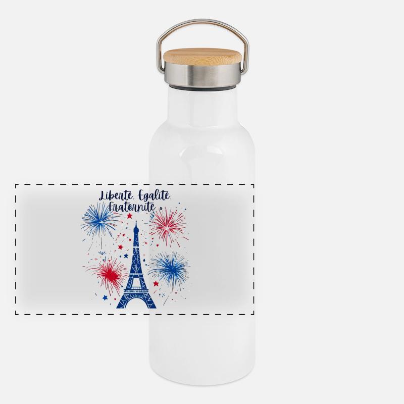 Liberty Equality Fraternity Panoramic Thermal Bottle with Bamboo Lid