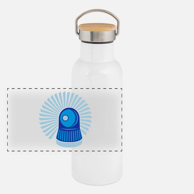 Blaulicht Rundumleuchte Panorama Thermosflasche mit Bambusdeckel