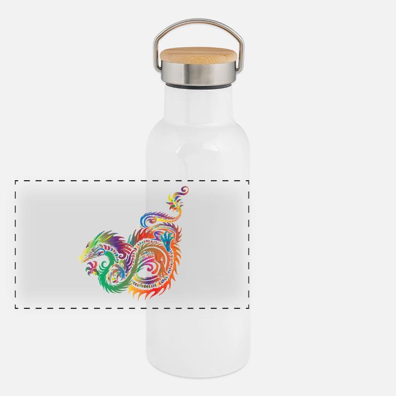 colorful dragon Panoramic Thermal Bottle with Bamboo Lid