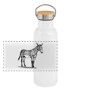 Esel - Panorama Thermosflasche mit Bambusdeckel - Weiß - Vorne